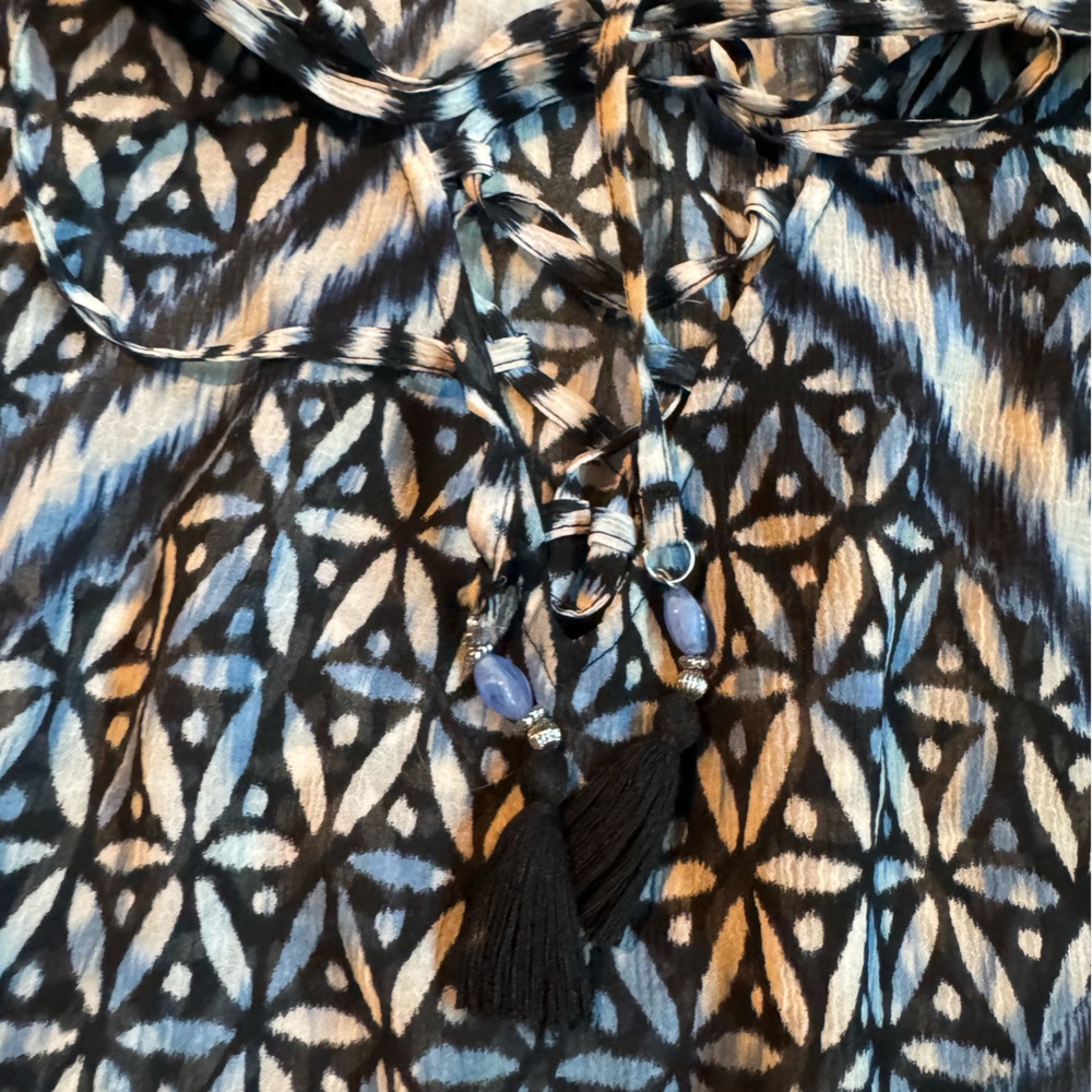 Tommy Bahama Blue and Tan Patterned Scarf